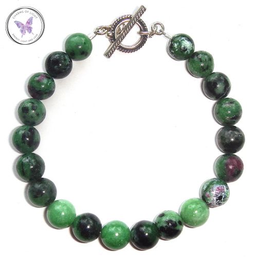 Anyolite - Ruby Zoisite - Healing Bracelet with Silver Toggle Clasp